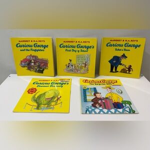 Curious George Paperback Children’s Book Lot Of 5- (2002-2008)